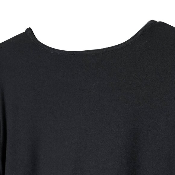 Eileen Fisher Black Stretch Tunic Top 3/4 Sleeve Goth Minimalist Viscose Tee - Picture 5 of 8